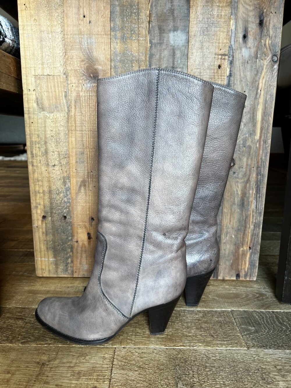 Madewell Heritage High Heel Leather Boots Sweet Carbon Size 8.5